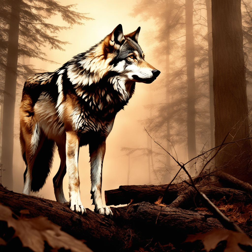 sepia brown wolf