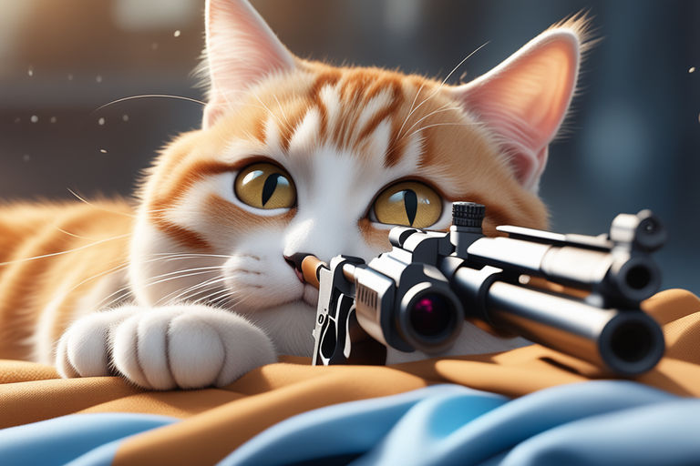 funny cat with sniper