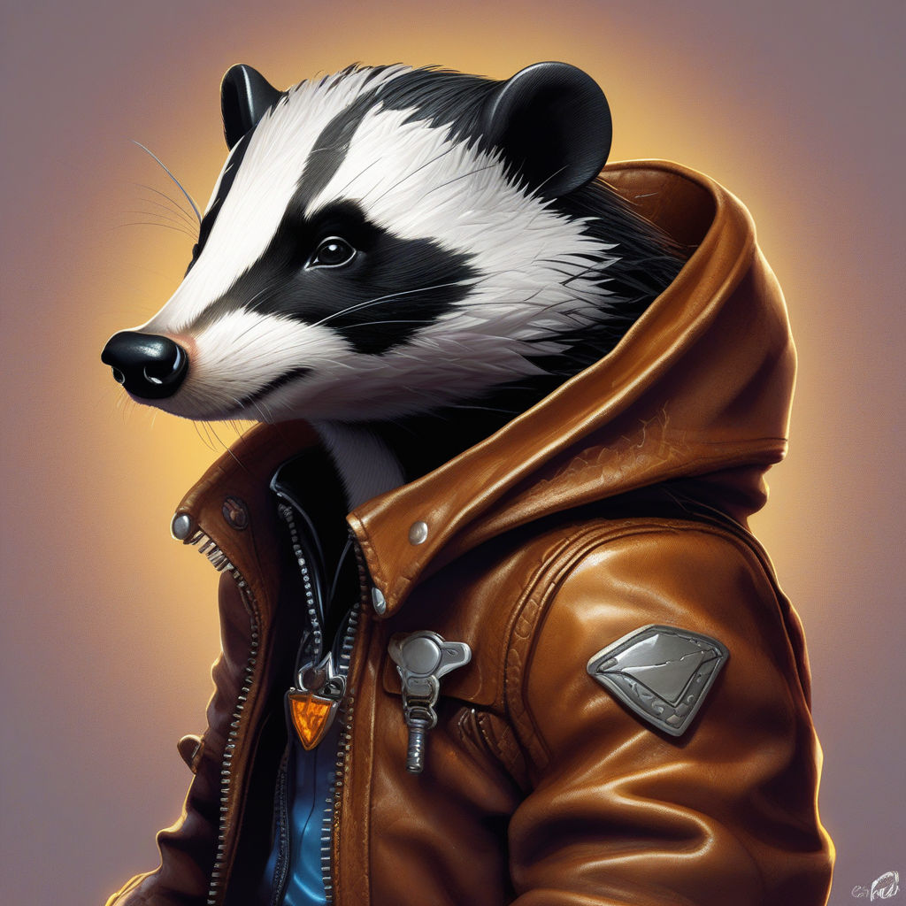 illustration of a fierce badger wearing a black hoodie