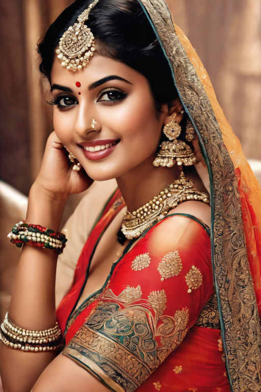 highly detailed image of a beautiful indian girl wearing lehenga -  Playground