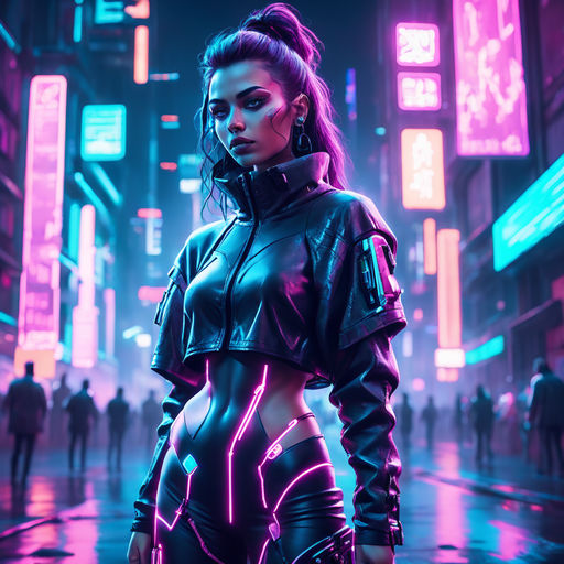 Wallpaper Girl, The game, City, Art, Lights, Neon, Cyborg, CD