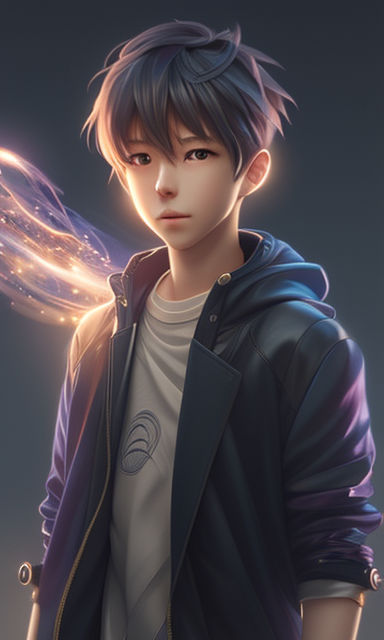 Anime style boy with lightning powers
