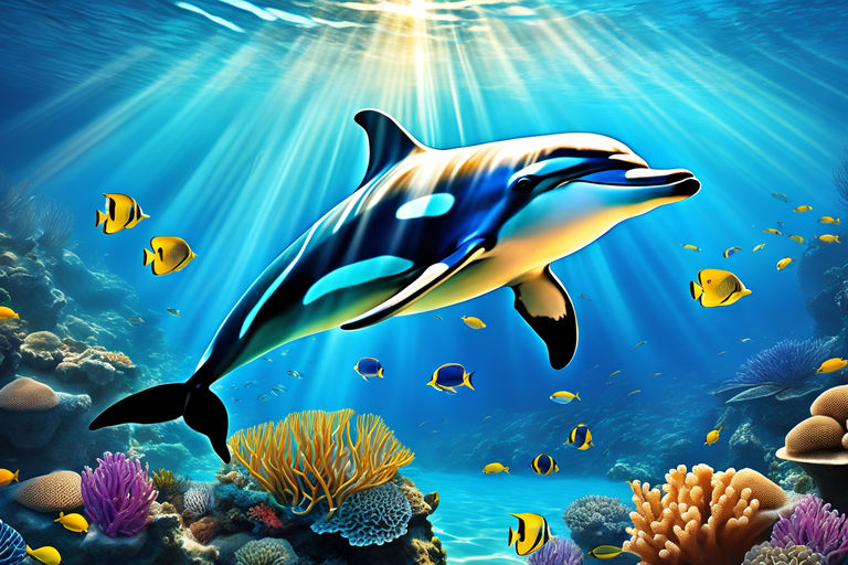 Dolphins Underwater With Tropical Fishes - Paint By Number