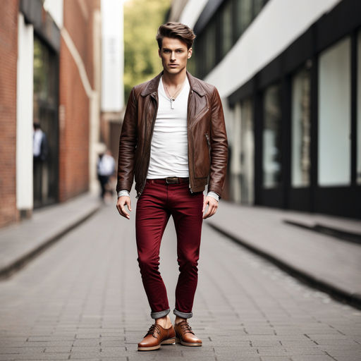 burgundy leggings and leather jacket  Leather pants outfit, Burgundy  leggings, Fashion