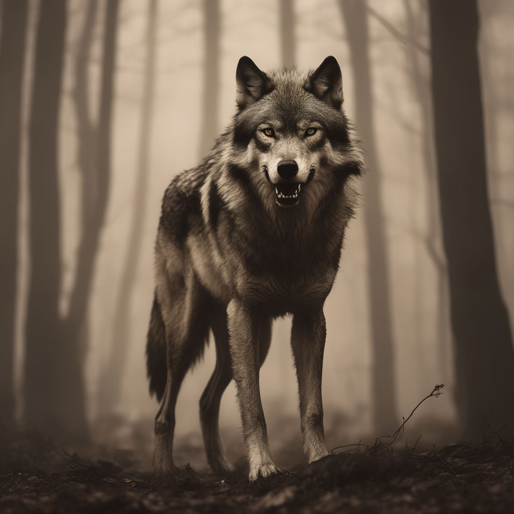 sepia brown wolf