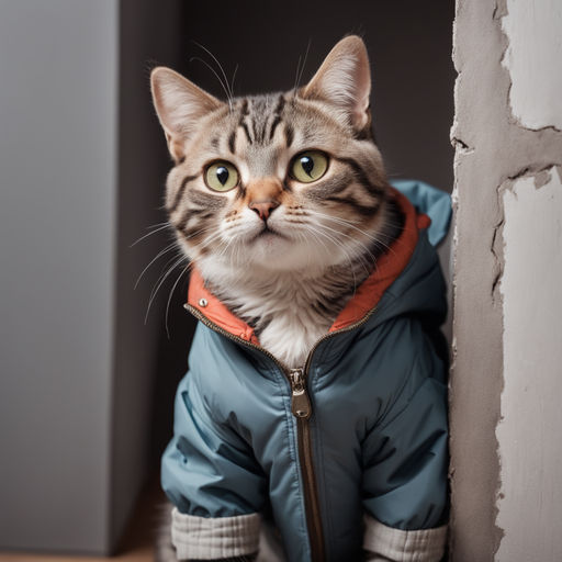 Cute cat wearing a puffer jacket | Sticker