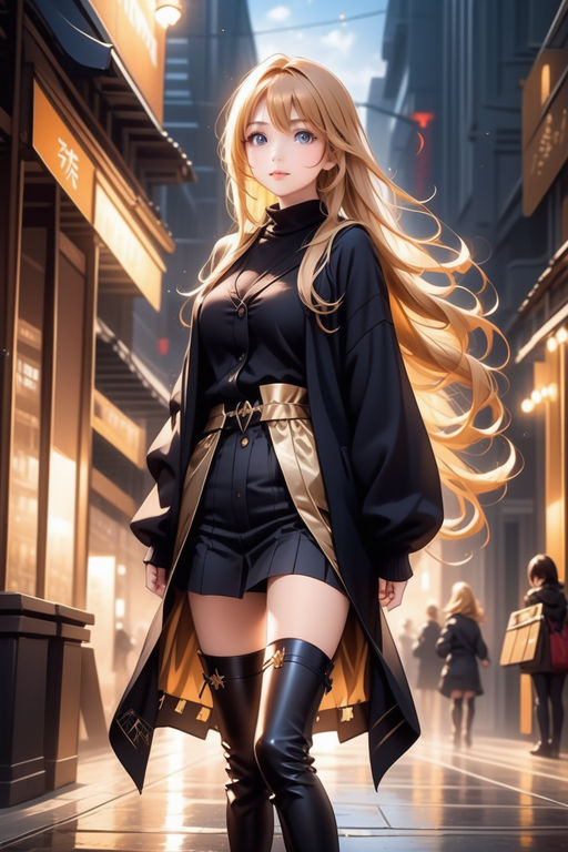 anime lady with long blonde hair and designer - Playground