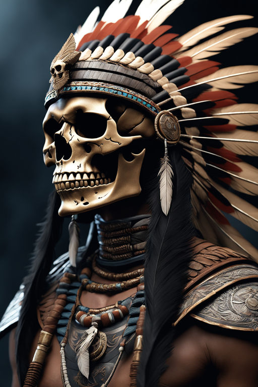 Native American Indian Warrior Skull With Feather (Download Now