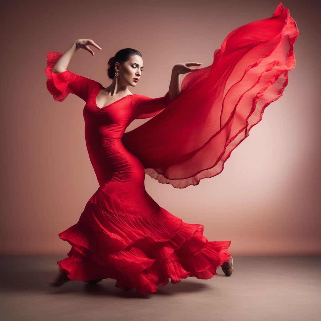 Beautiful female Spanish Flamenco dancer doing a typical line pose, wearing  modern attire. Spanish woman dancing Paso Doble in red and black dress clo  Stock Photo - Alamy