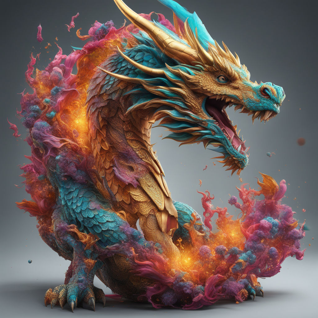 cyber dragon colorful, fantasy, intricate, highly