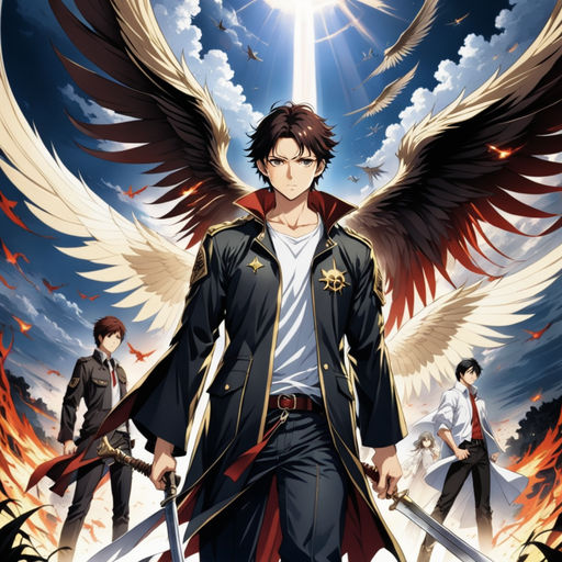 anime boy with sword and wings