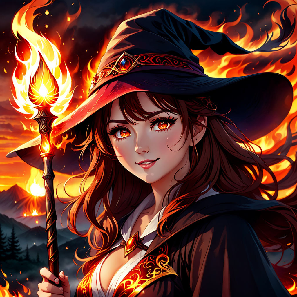 Anime Fire Witch | Sticker