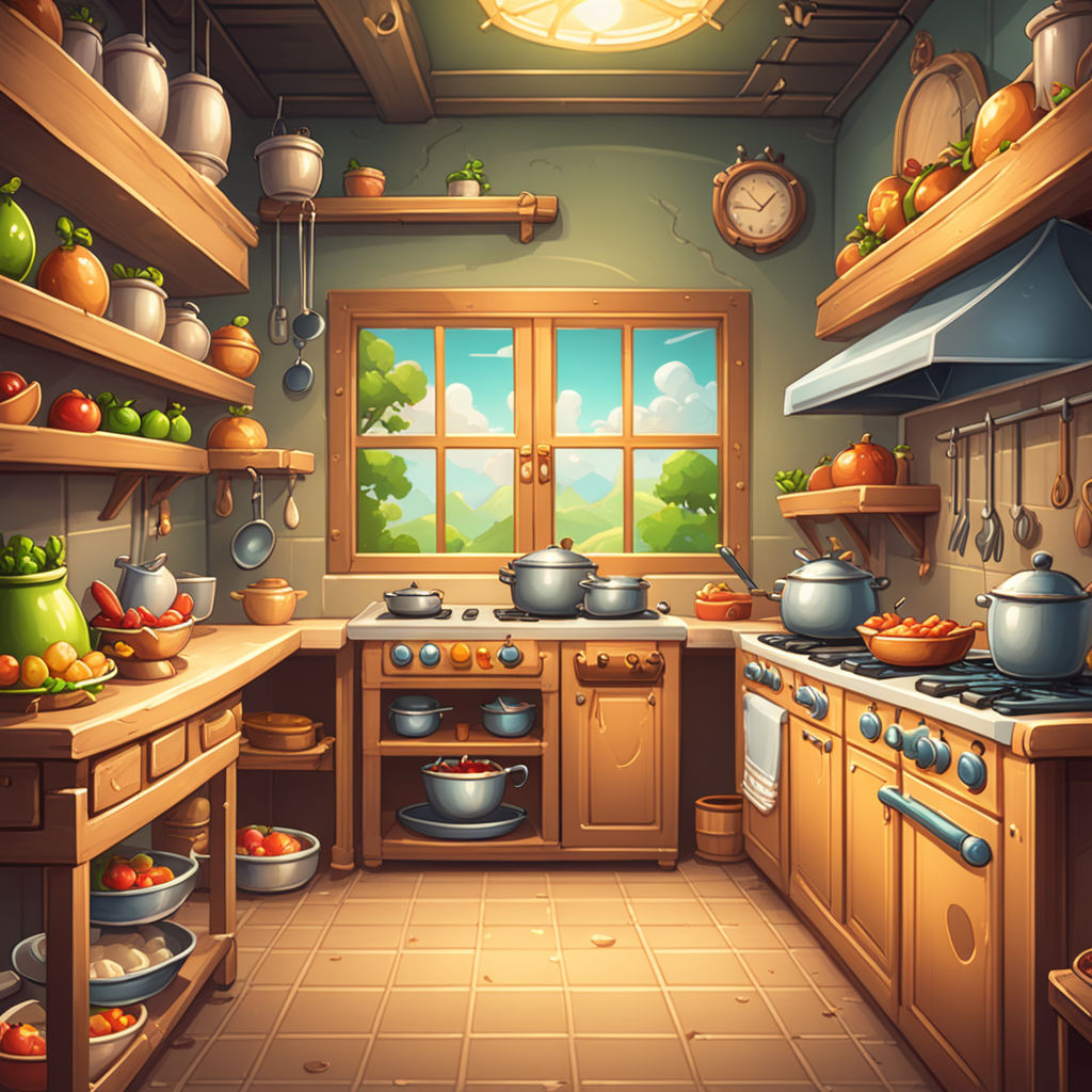 cartoon background kitchen