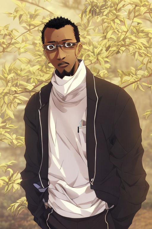 formal-fish777: Create a new imagem of a man with glasses and beard in the  style of the anime jojo's bizarre adventure, using a reference image.