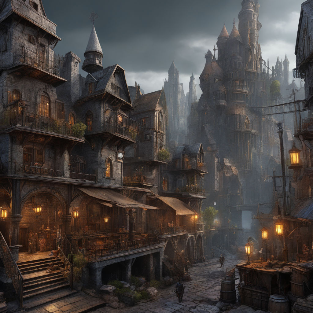 fantasy medieval city art