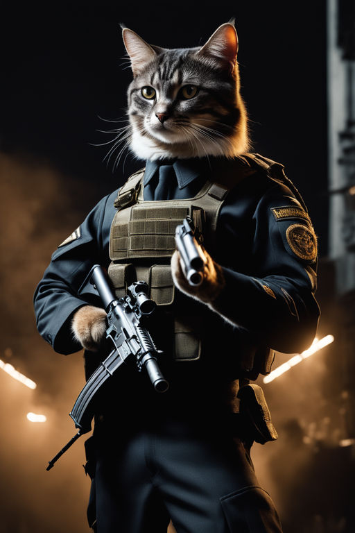 police cat with gun - Playground