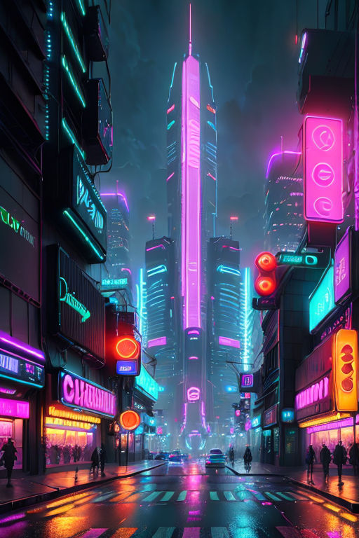 Neon city Wallpaper 4K, Futuristic city, Cyber city