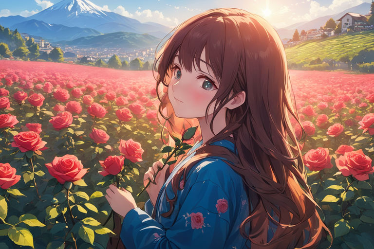 Anime Girls in a Wildflower Field 8k Graphic · Creative Fabrica