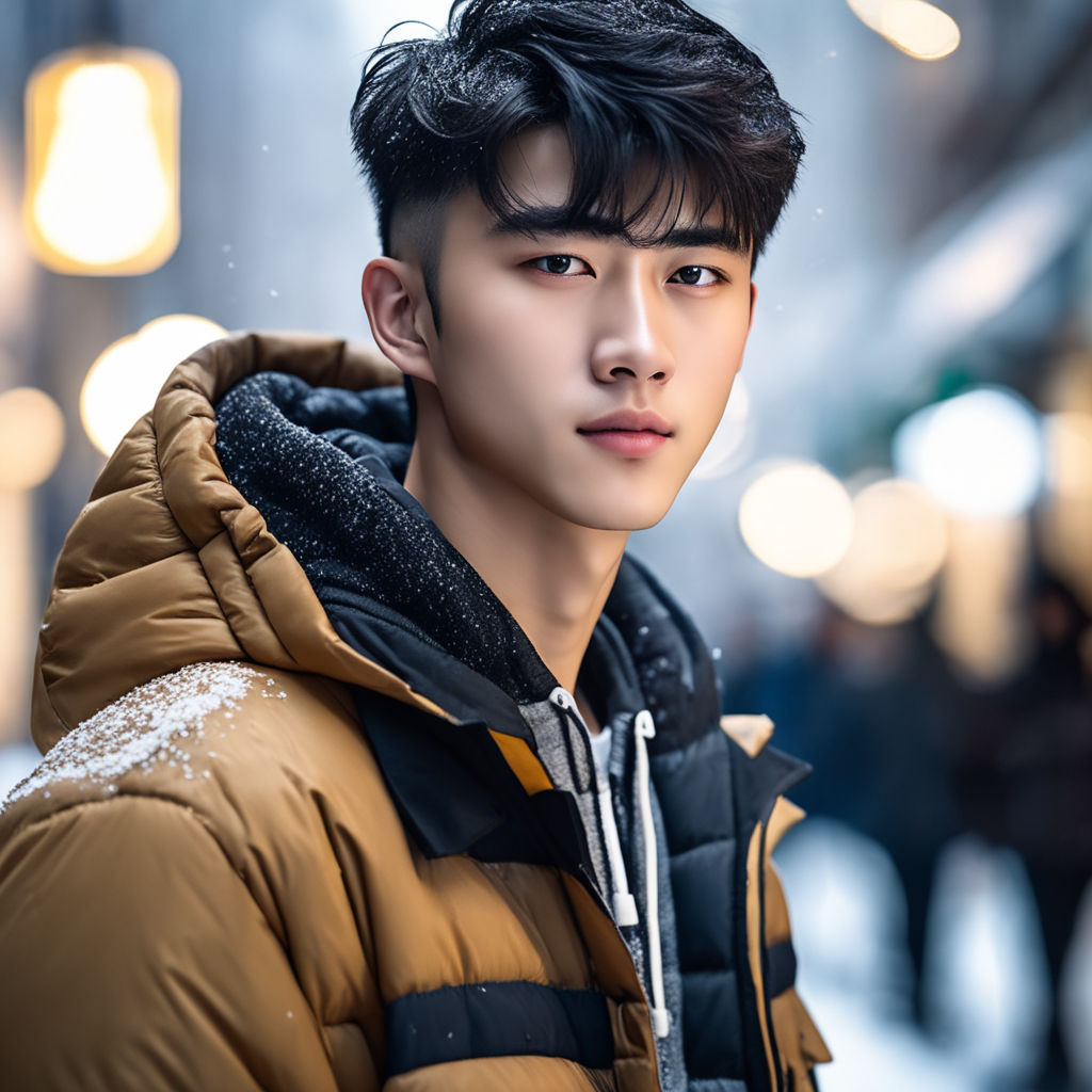 dramatic portrait of chinese boy buzz cut, holding a | Stable Diffusion