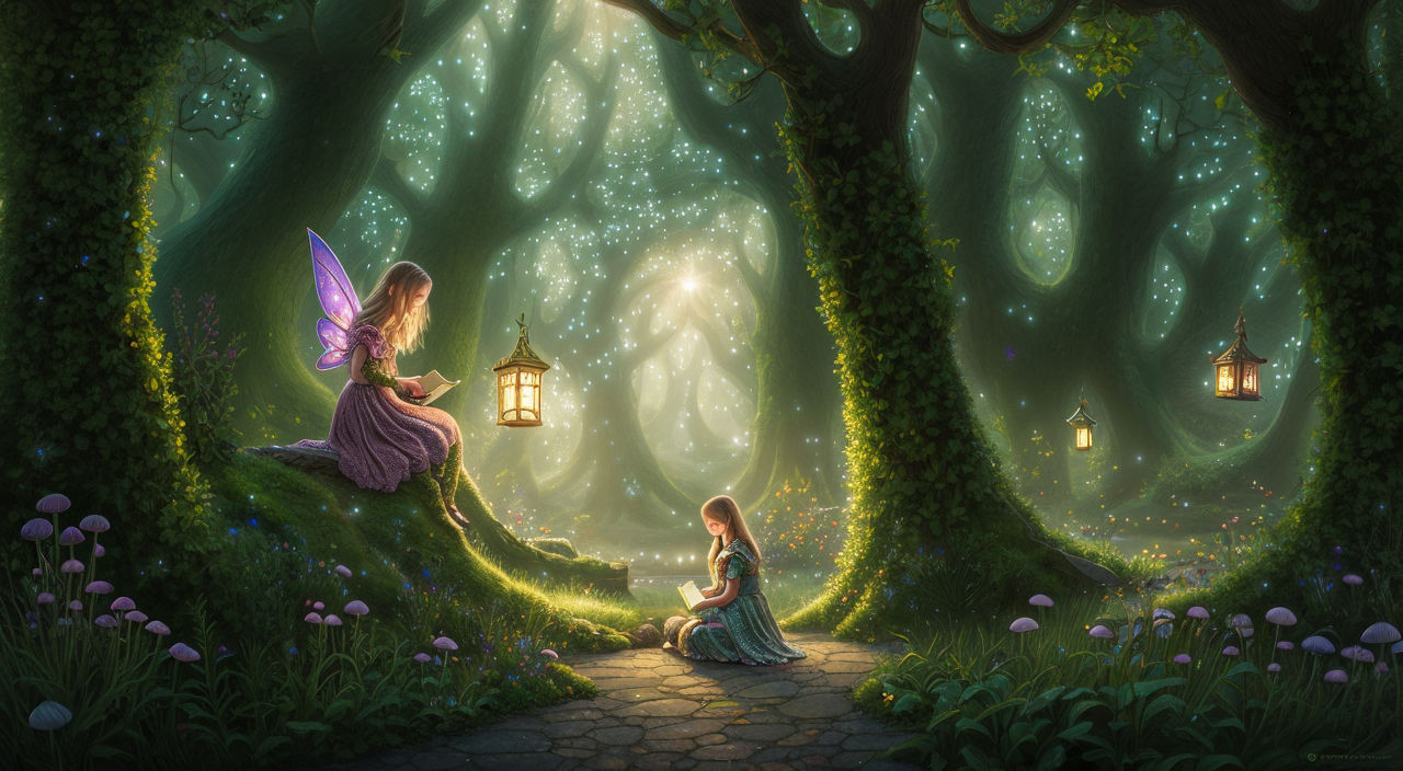 enchanted forest with fairies wallpaper