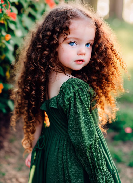 cute baby girl with green eyes and curly hair