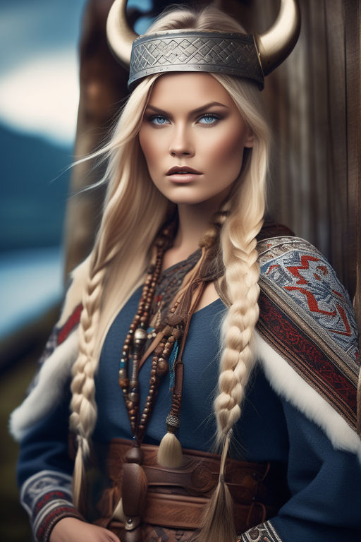 american shot!! of scandinavian top model blonde Valkyrie Goddess