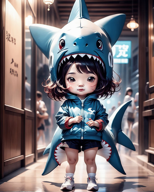 Shark anime Image Cartoon Water Sunshine - SeaArt AI