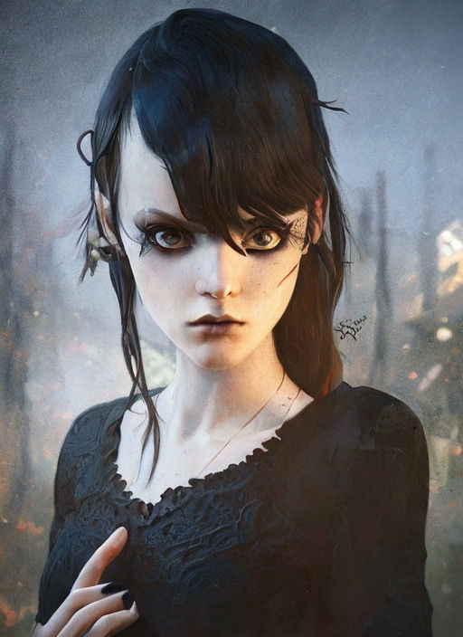 highly detailed portrait of a young goth girl - Playground