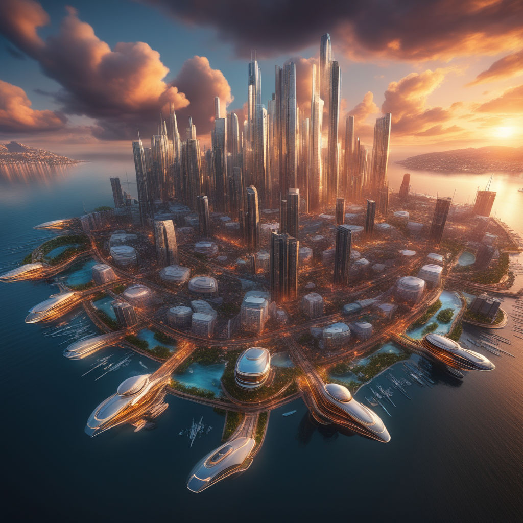 futuristic floating city