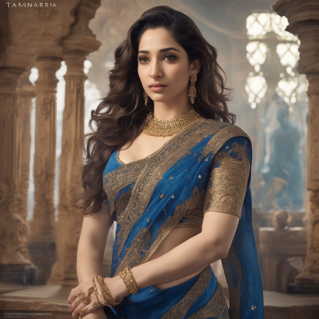 tamanna bhatia in blue saree