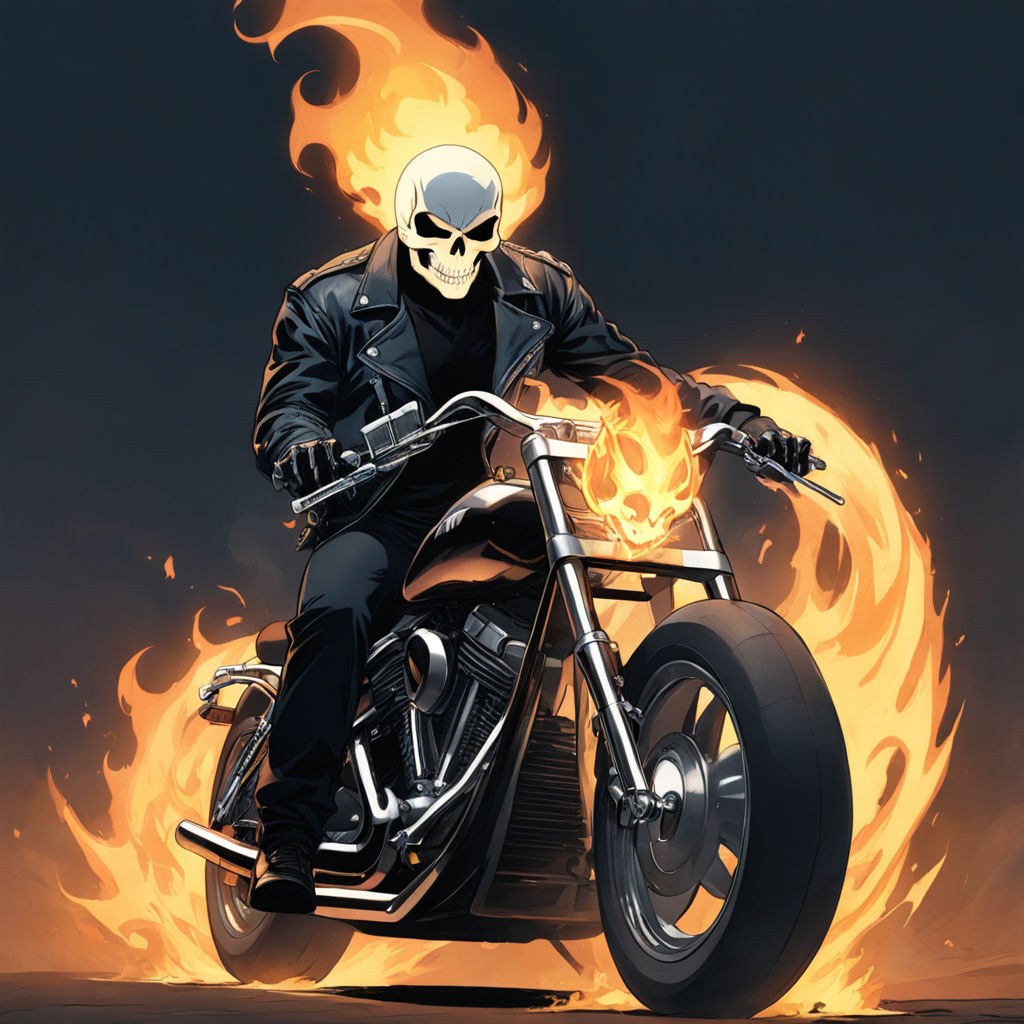 ghost rider bike on fire blue