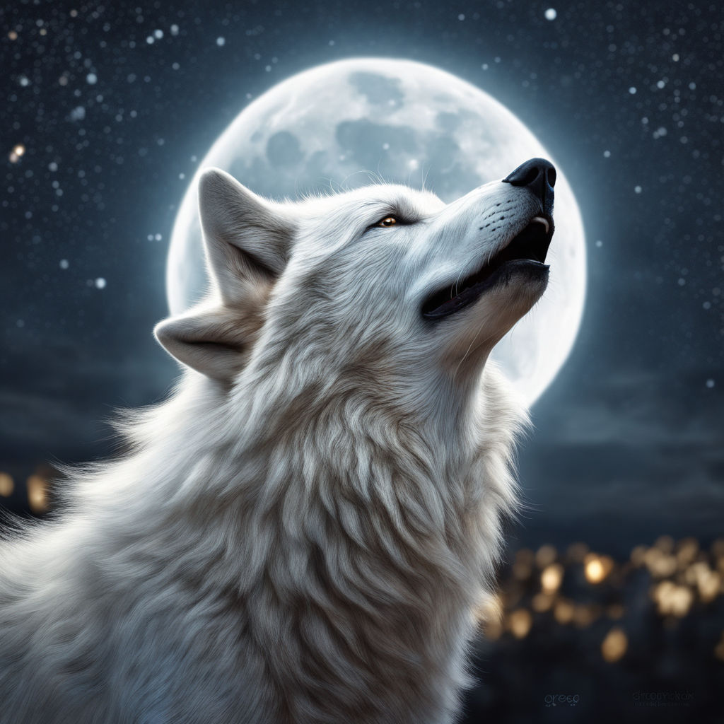 white wolves howling at the moon