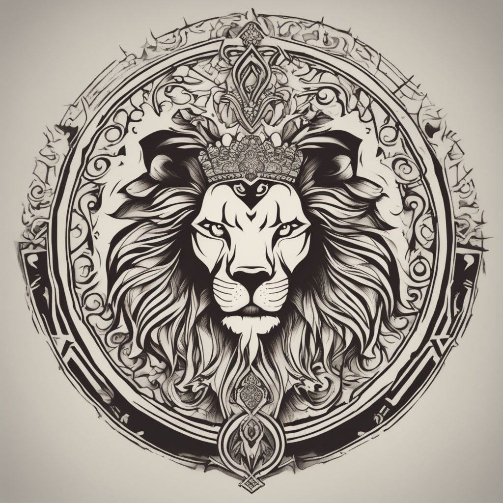 lion head with crown tattoo design