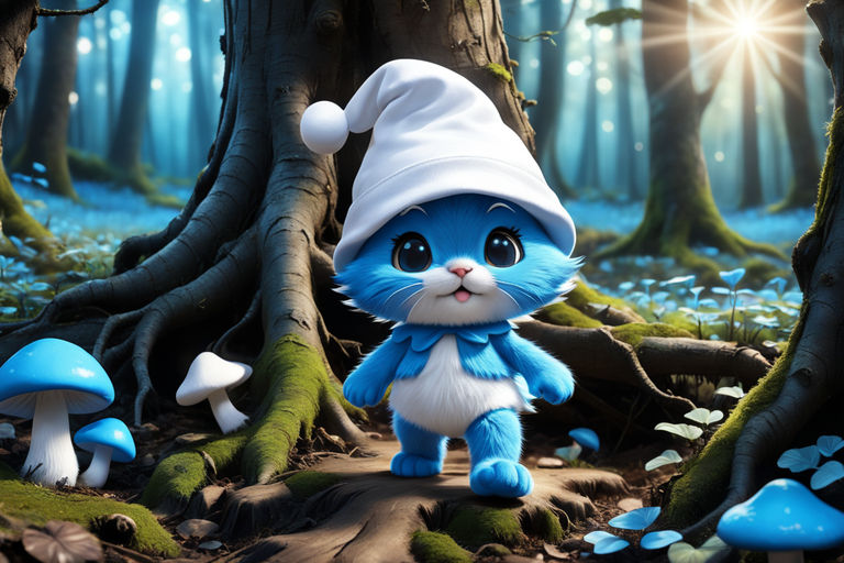 Smurf Cat Mushroom Plushie Hat