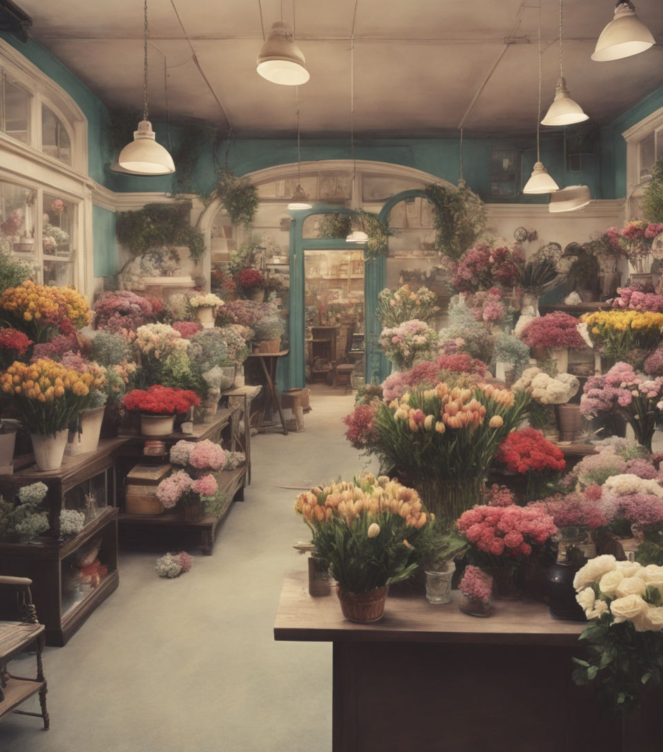 Vintage movie reels surrounded by flowers