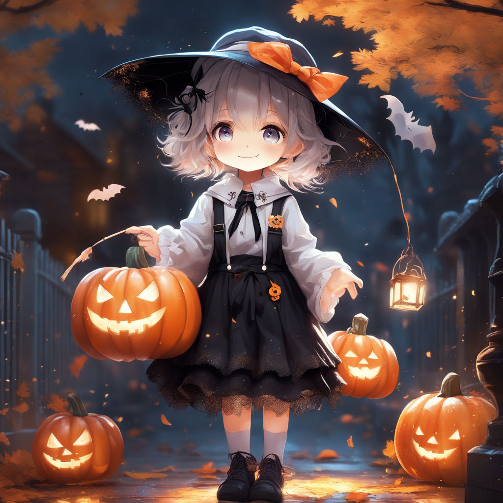 1201344 pumpkin, blue eyes, anime girls, animal ears, legs, anime, Kiwi ( artist), blonde, Halloween - Rare Gallery HD Wallpapers