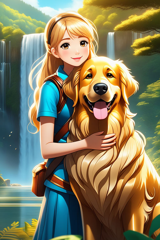 Anime Style Cartoon Mixed Breed Beagle with Golden Retriever Dog · Creative  Fabrica