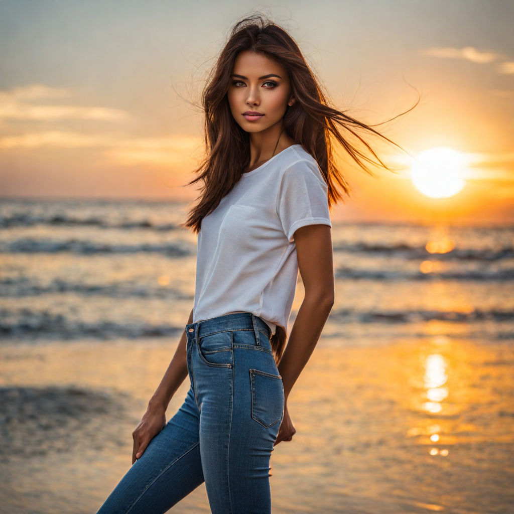 Side Pose Of Beautiful Woman At Sunset High-Res Stock Photo - Getty Images