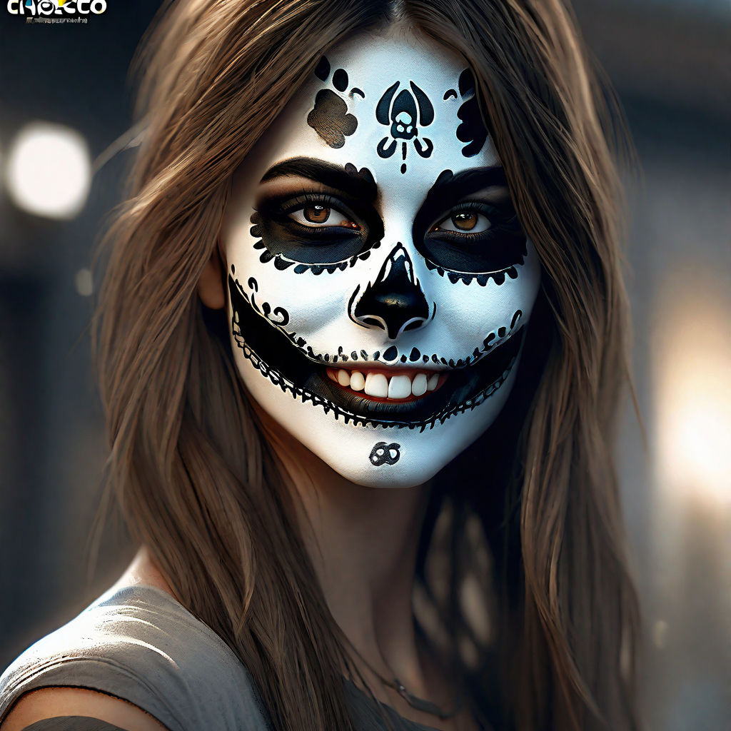 skull face paint girl