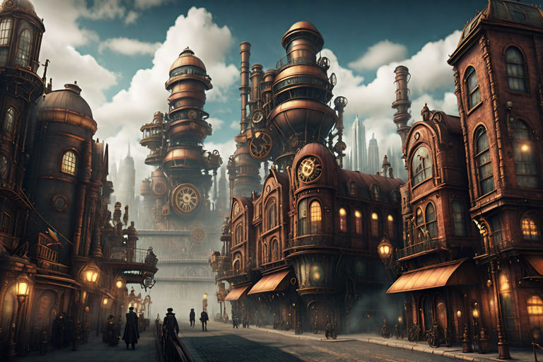 fantasy steampunk buildings