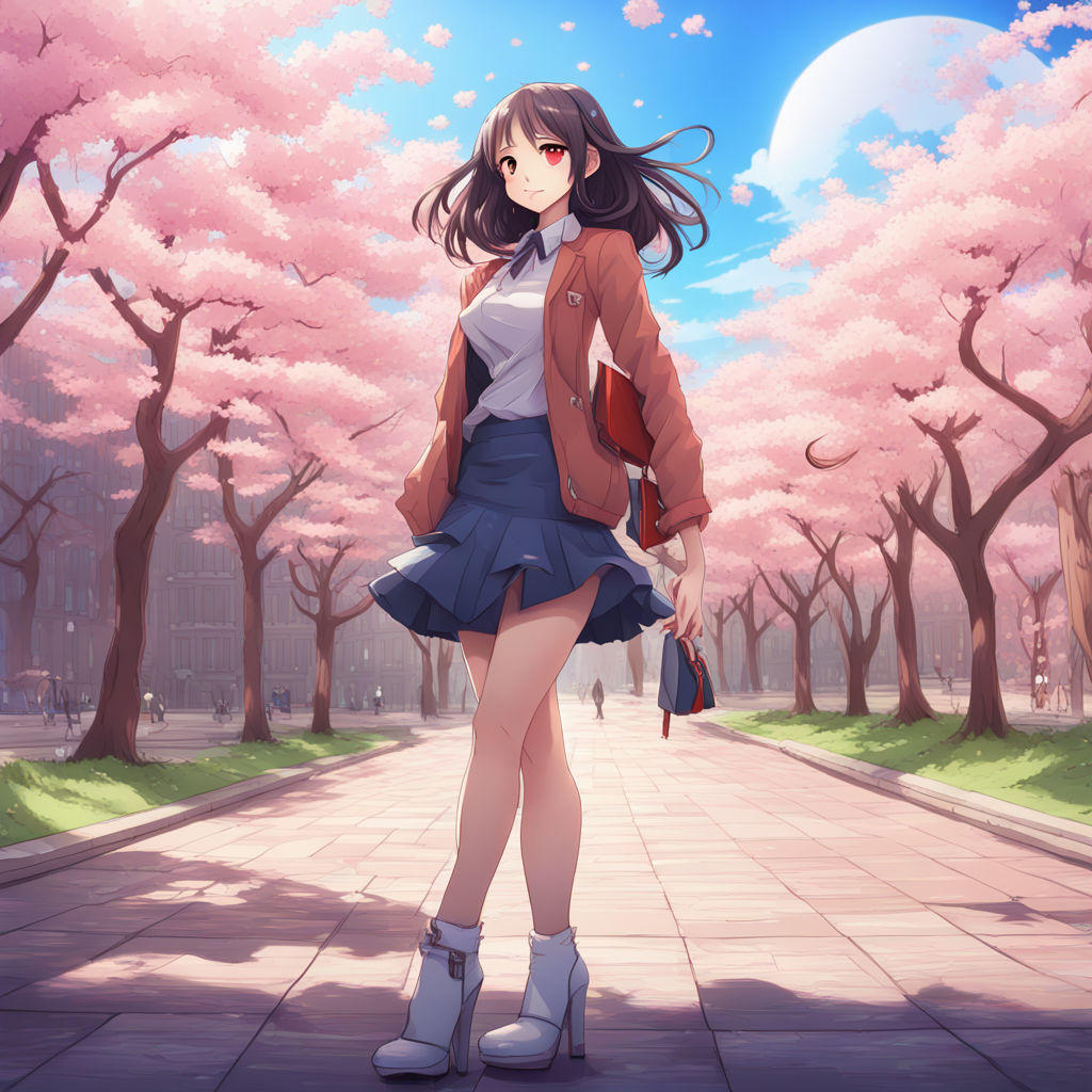 Japanese Anime Girl Under A Cherry Blossom Tree Skateboard