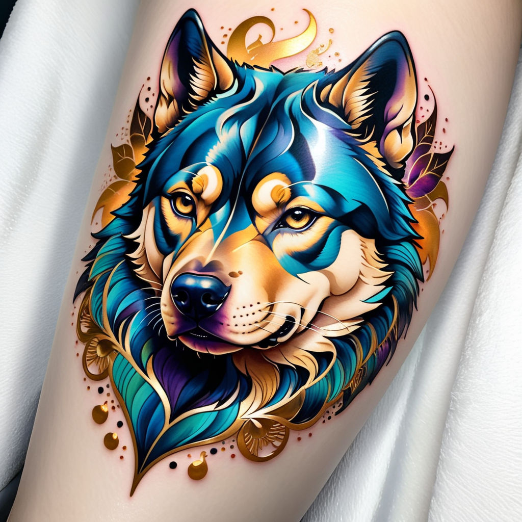Siberian Husky Dog Portrait Tattoo Design – Tattoos Wizard Designs