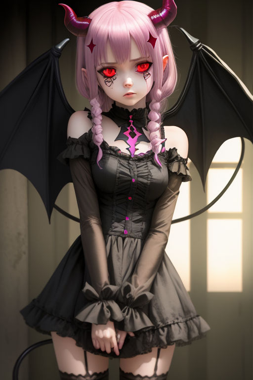 Anime Demon Horns Png Graphic Stock  Scary Demon Anime Girl  839x952 PNG  Download  PNGkit