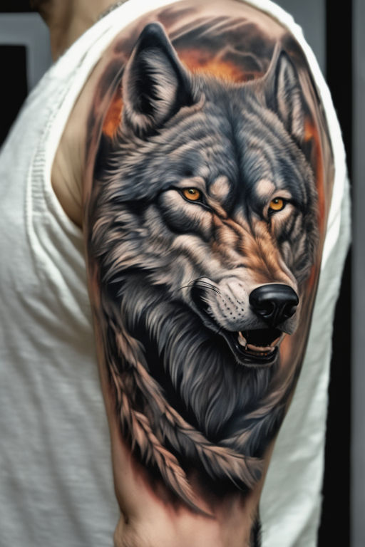 full wolf howling tattoo