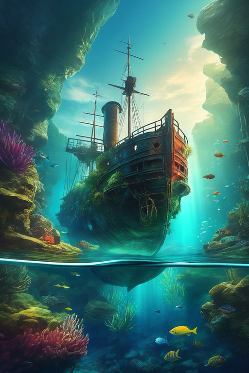 underwater shipwreck paintings