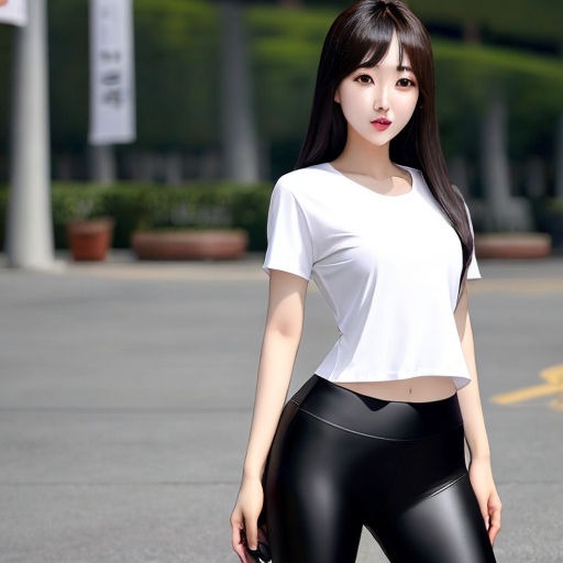 cute korean girl in yoga pants