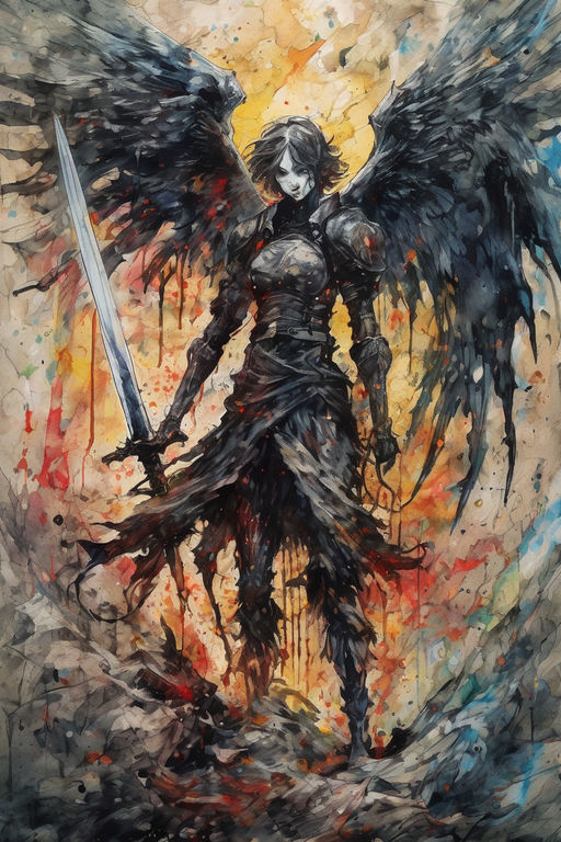 Original Art Fallen Angel Avalanch by Luis Royo