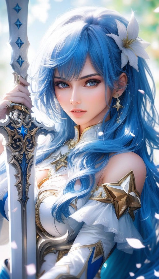 blue haired elf girl