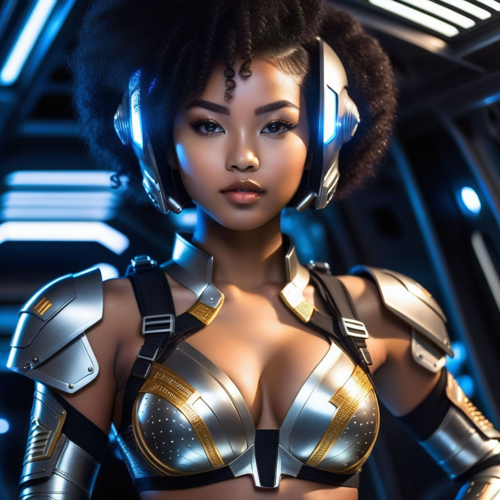 wearing a futuristic metal bras - Playground