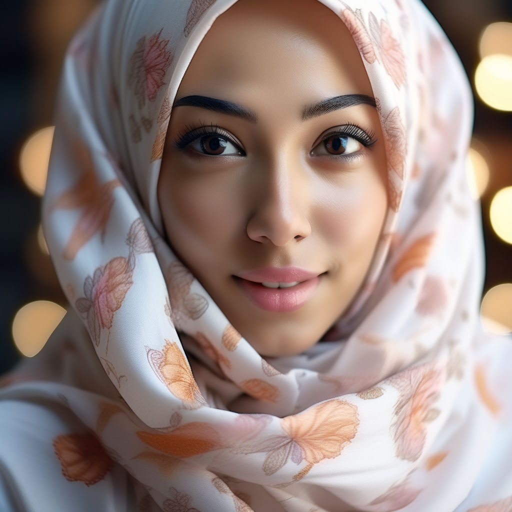 An anime-girl wearing a hijab with no hair, radiating sweetness